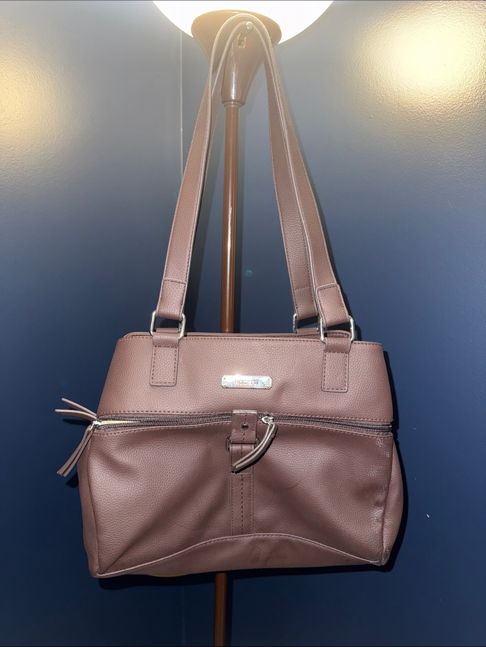 Rosetti Brown Double-Handle Shoulder Bag